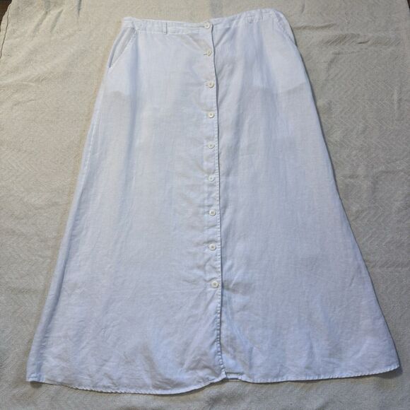 Autograph New York Women’s White Linen Button Front Skirt Size 12 100% Linen - Picture 3 of 12